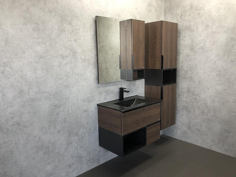 Тумба с раковиной Comforty Франкфурт 75 00-00000889 подвесная Дуб шоколадно-коричневый Черная матовая, купить, цена, заказать, магазин, доставка, скидка, промокод, купить, цена, заказать, магазин, доставка, скидка, промокод