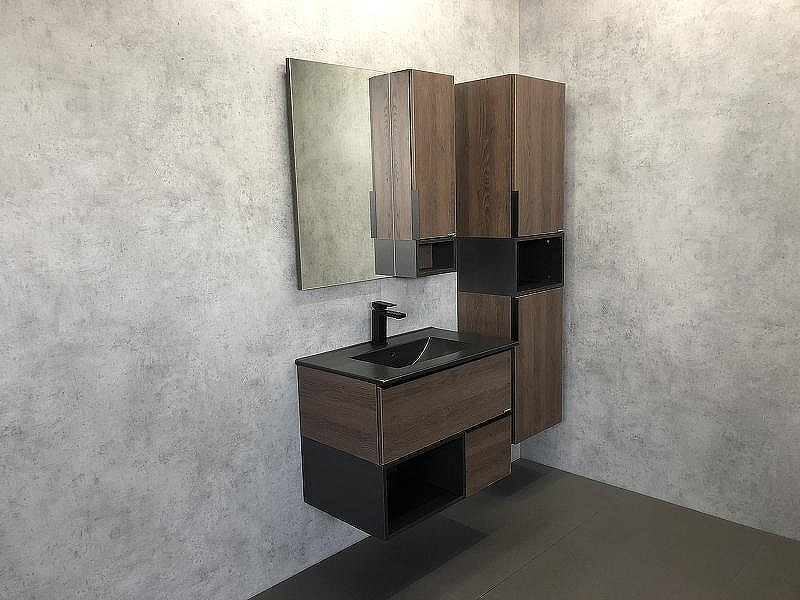 Тумба с раковиной Comforty Франкфурт 75 00-00000889 подвесная Дуб шоколадно-коричневый Черная матовая, купить, цена, заказать, магазин, доставка, скидка, промокод, купить, цена, заказать, магазин, доставка, скидка, промокод