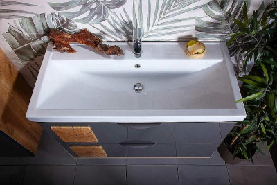 Тумба под раковину Бриклаер Форест 100 4627125414664 подвесная Дуб золотой Антрацит