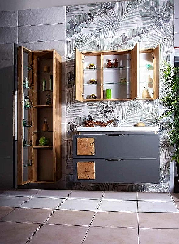 Тумба под раковину Бриклаер Форест 100 4627125414664 подвесная Дуб золотой Антрацит, купить, цена, заказать, магазин, доставка, скидка, промокод, купить, цена, заказать, магазин, доставка, скидка, промокод