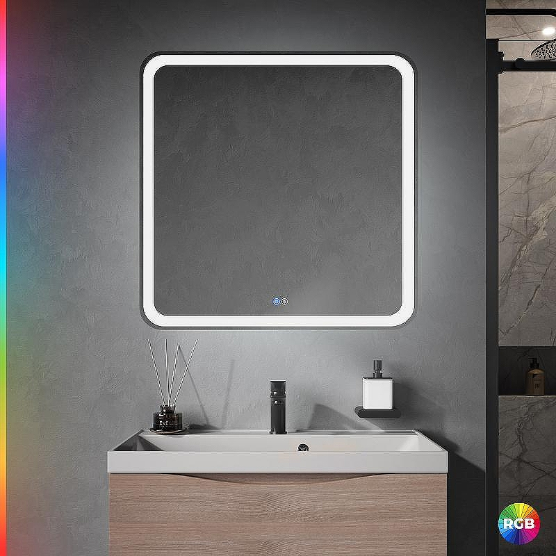 Зеркало Cezares Multicolore 80 CZR-SPC-MC-800-800-RGB-TCH с подсветкой с сенсорным выключателем и функцией памяти, купить, цена, заказать, магазин, доставка, скидка, промокод, купить, цена, заказать, магазин, доставка, скидка, промокод