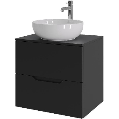 Тумба с раковиной Orange Line 60 Li-60TubMDF+B07-420W подвесная Черная матовая