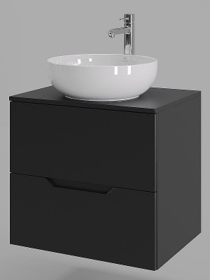 Тумба с раковиной Orange Line 60 Li-60TubMDF+B07-420W подвесная Черная матовая