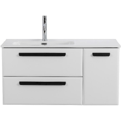 Тумба под раковину Cezares Eco-Cer-N 100 L ECO-CER-N-1000-2C-1A-SO-BL-L подвесная Bianco Lucido без ручек