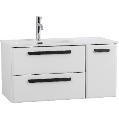 Тумба под раковину Cezares Eco-Cer-N 100 L ECO-CER-N-1000-2C-1A-SO-BL-L подвесная Bianco Lucido без ручек