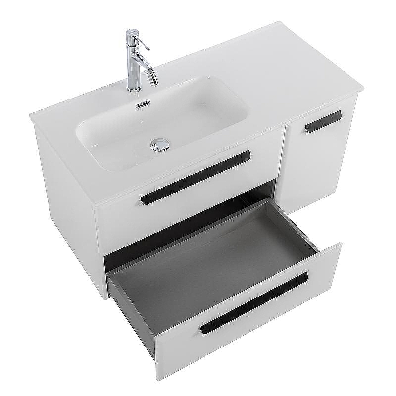 Тумба под раковину Cezares Eco-Cer-N 100 L ECO-CER-N-1000-2C-1A-SO-BL-L подвесная Bianco Lucido без ручек, купить, цена, заказать, магазин, доставка, скидка, промокод, купить, цена, заказать, магазин, доставка, скидка, промокод