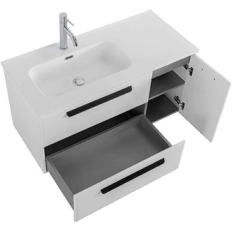 Тумба под раковину Cezares Eco-Cer-N 100 L ECO-CER-N-1000-2C-1A-SO-BL-L подвесная Bianco Lucido без ручек, купить, цена, заказать, магазин, доставка, скидка, промокод, купить, цена, заказать, магазин, доставка, скидка, промокод