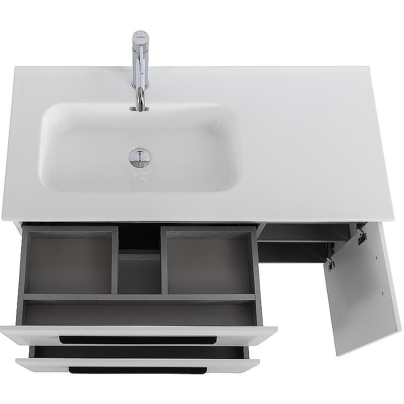 Тумба под раковину Cezares Eco-Cer-N 100 L ECO-CER-N-1000-2C-1A-SO-BL-L подвесная Bianco Lucido без ручек, купить, цена, заказать, магазин, доставка, скидка, промокод, купить, цена, заказать, магазин, доставка, скидка, промокод