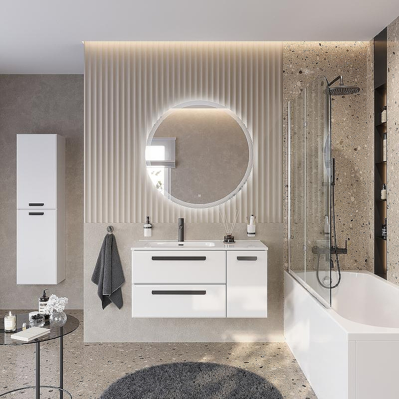 Тумба под раковину Cezares Eco-Cer-N 100 L ECO-CER-N-1000-2C-1A-SO-BL-L подвесная Bianco Lucido без ручек, купить, цена, заказать, магазин, доставка, скидка, промокод, купить, цена, заказать, магазин, доставка, скидка, промокод