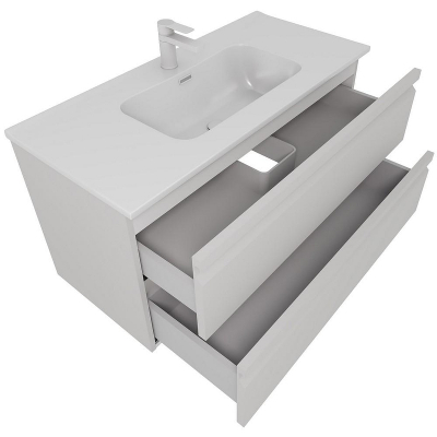 Тумба с раковиной Aquatek Вега 100 AQ77100-LG подвесная Серый туман