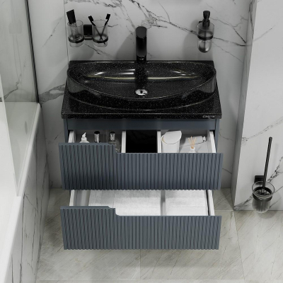 Тумба под раковину СанТа Альтаир 70 700502 подвесная Графит матовый