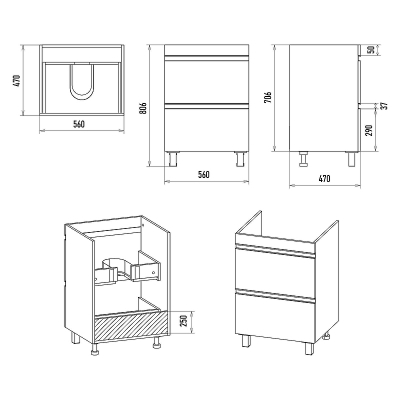 Тумба с раковиной Misty Ингрид 60 УТ000015039 Белая