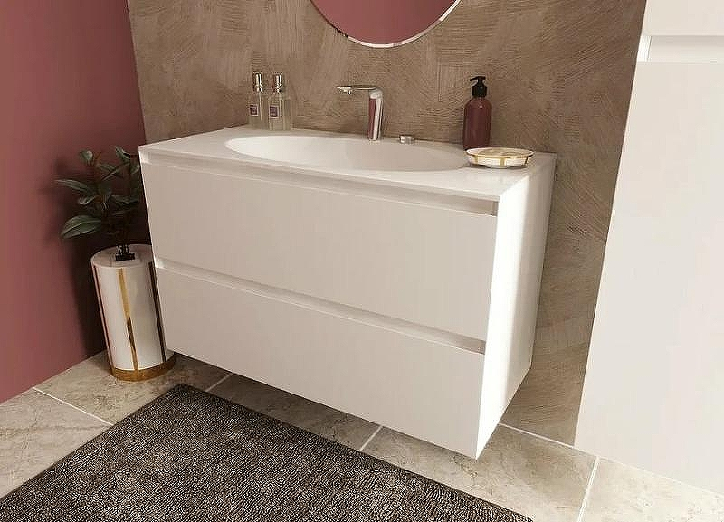 Тумба с раковиной Эстет Malta 100 ФР-00007060 подвесная Белая, купить, цена, заказать, магазин, доставка, скидка, промокод, купить, цена, заказать, магазин, доставка, скидка, промокод