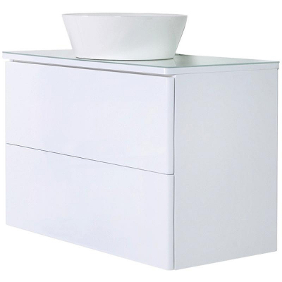 Тумба с раковиной Orange Otto 75 Ot-75TuGLASS+B08-360W подвесная Белый глянец