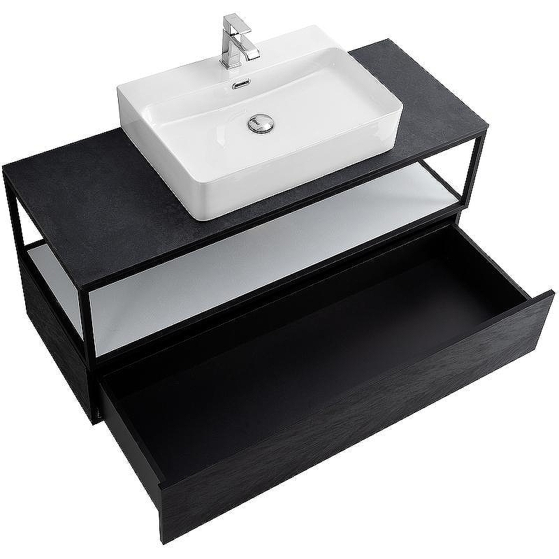 Консоль под раковину Cezares Cadro 120 CADRO-120/46/30-1C-SO-MET-ST Черная матовая, купить, цена, заказать, магазин, доставка, скидка, промокод, купить, цена, заказать, магазин, доставка, скидка, промокод