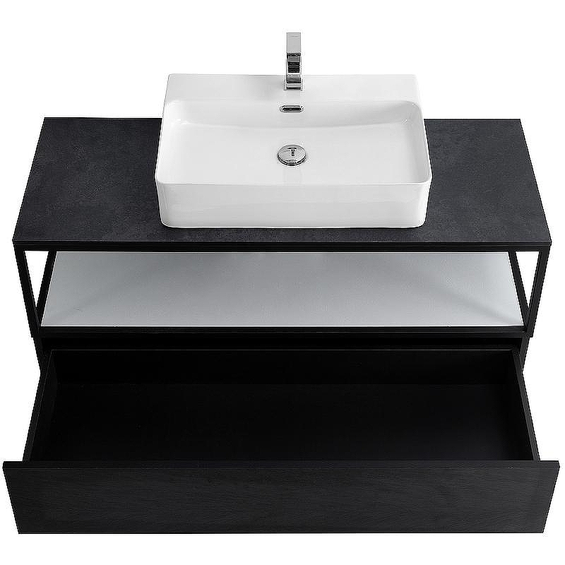 Консоль под раковину Cezares Cadro 120 CADRO-120/46/30-1C-SO-MET-ST Черная матовая, купить, цена, заказать, магазин, доставка, скидка, промокод, купить, цена, заказать, магазин, доставка, скидка, промокод