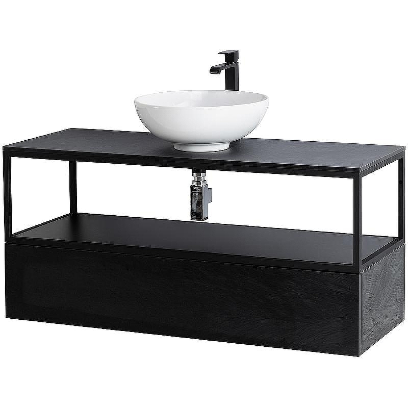 Консоль под раковину Cezares Cadro 120 CADRO-120/46/30-1C-SO-MET-ST Черная матовая, купить, цена, заказать, магазин, доставка, скидка, промокод, купить, цена, заказать, магазин, доставка, скидка, промокод