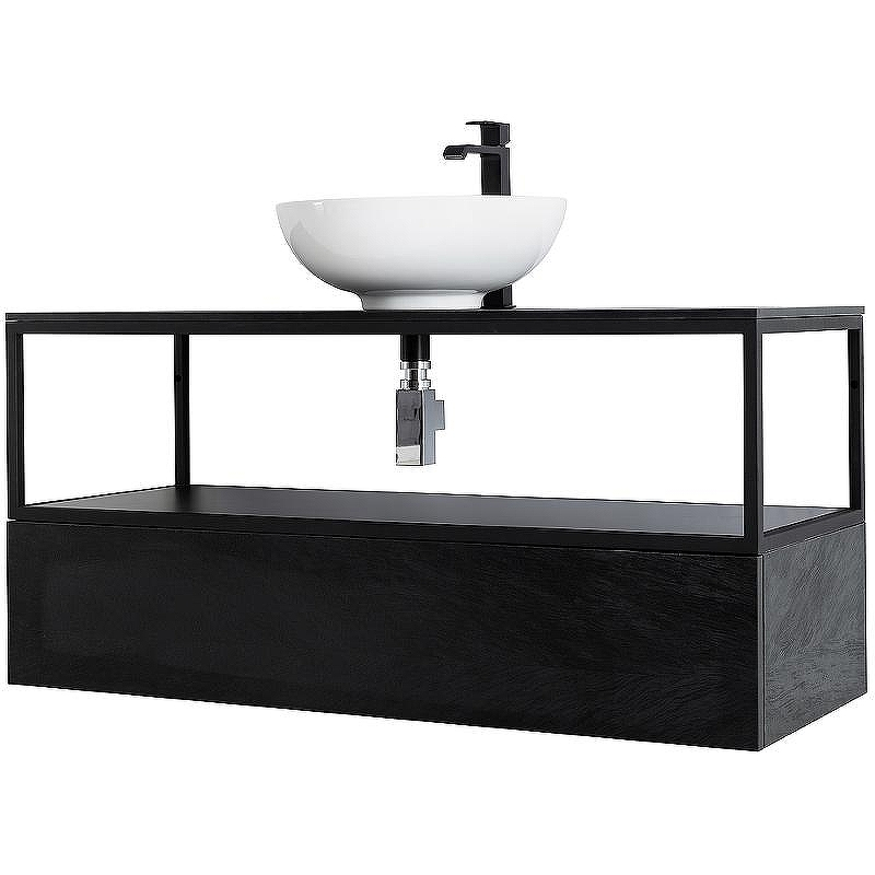 Консоль под раковину Cezares Cadro 120 CADRO-120/46/30-1C-SO-MET-ST Черная матовая, купить, цена, заказать, магазин, доставка, скидка, промокод, купить, цена, заказать, магазин, доставка, скидка, промокод