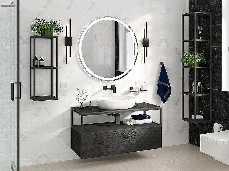 Консоль под раковину Cezares Cadro 120 CADRO-120/46/30-1C-SO-MET-ST Черная матовая, купить, цена, заказать, магазин, доставка, скидка, промокод, купить, цена, заказать, магазин, доставка, скидка, промокод