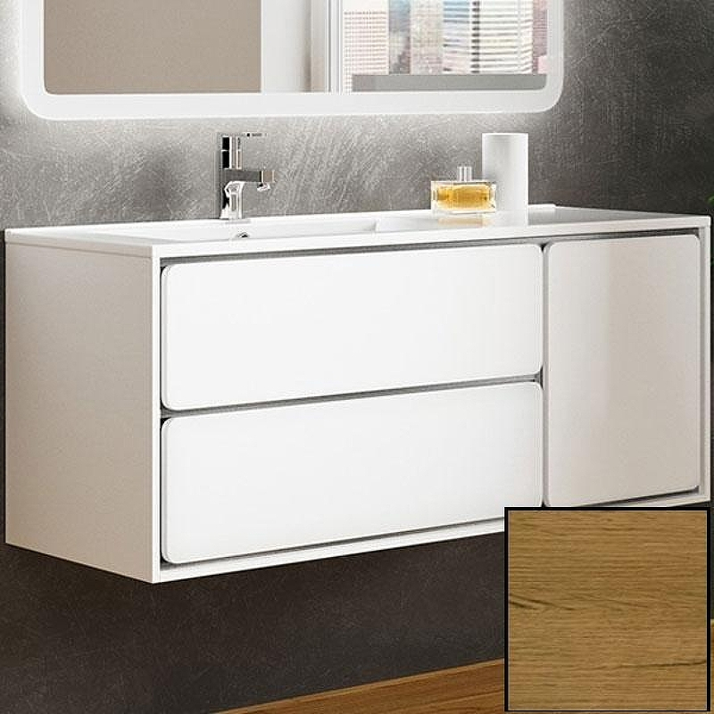 Тумба с раковиной SanVit Бруно-2 120 L kbruno2120 с фактурой под дерево подвесная Акация светлая, купить, цена, заказать, магазин, доставка, скидка, промокод, купить, цена, заказать, магазин, доставка, скидка, промокод