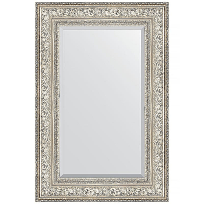 Зеркало Evoform Exclusive 90х60 BY 3426 с фацетом в багетной раме - Виньетка серебро 109