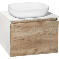 Тумба под раковину Runo Бари 60 00-00001374 подвесная Крафт дуб Белая, купить, цена, заказать, магазин, доставка, скидка, промокод, купить, цена, заказать, магазин, доставка, скидка, промокод
