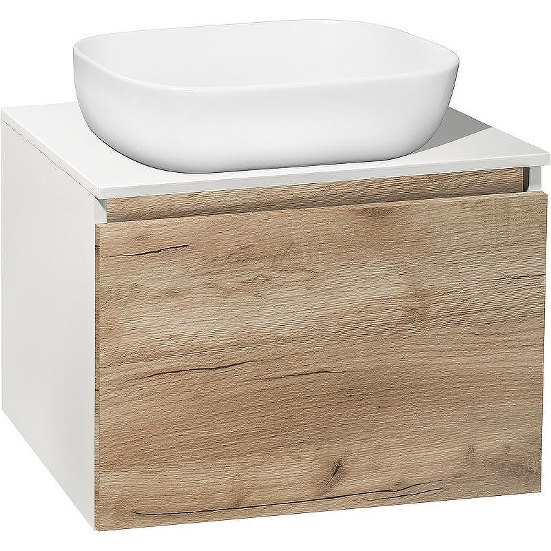 Тумба под раковину Runo Бари 60 00-00001374 подвесная Крафт дуб Белая, купить, цена, заказать, магазин, доставка, скидка, промокод, купить, цена, заказать, магазин, доставка, скидка, промокод