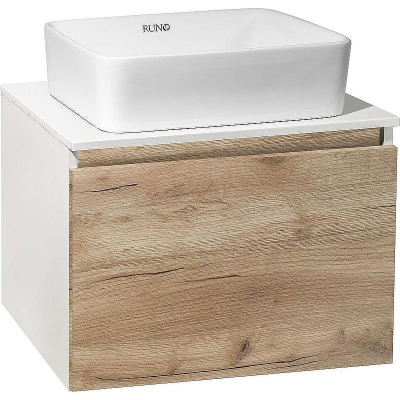 Тумба под раковину Runo Бари 60 00-00001374 подвесная Крафт дуб Белая