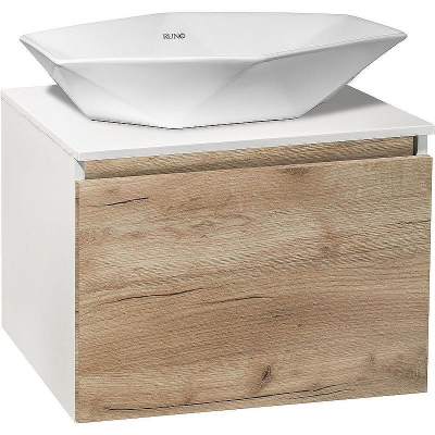 Тумба под раковину Runo Бари 60 00-00001374 подвесная Крафт дуб Белая