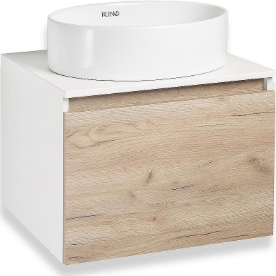 Тумба под раковину Runo Бари 60 00-00001374 подвесная Крафт дуб Белая