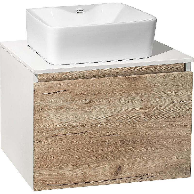 Тумба под раковину Runo Бари 60 00-00001374 подвесная Крафт дуб Белая, купить, цена, заказать, магазин, доставка, скидка, промокод, купить, цена, заказать, магазин, доставка, скидка, промокод
