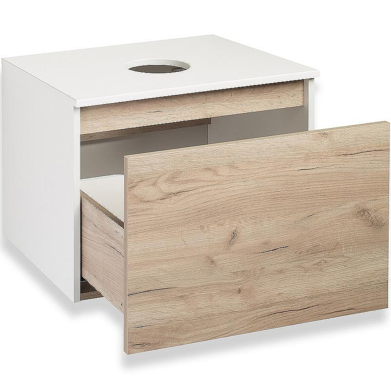 Тумба под раковину Runo Бари 60 00-00001374 подвесная Крафт дуб Белая, купить, цена, заказать, магазин, доставка, скидка, промокод, купить, цена, заказать, магазин, доставка, скидка, промокод