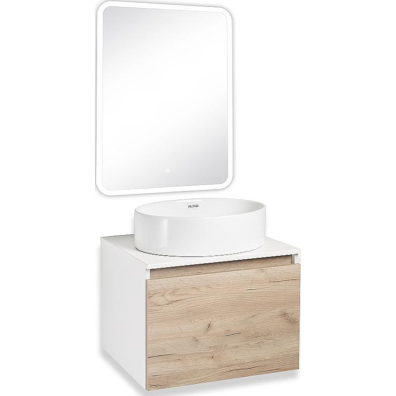 Тумба под раковину Runo Бари 60 00-00001374 подвесная Крафт дуб Белая, купить, цена, заказать, магазин, доставка, скидка, промокод, купить, цена, заказать, магазин, доставка, скидка, промокод