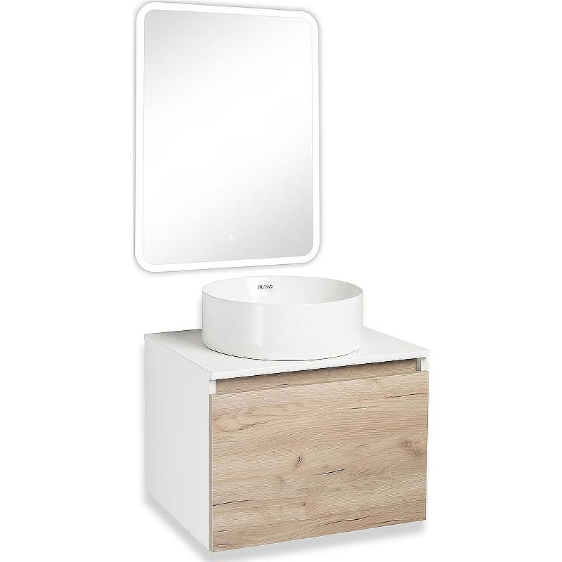 Тумба под раковину Runo Бари 60 00-00001374 подвесная Крафт дуб Белая, купить, цена, заказать, магазин, доставка, скидка, промокод, купить, цена, заказать, магазин, доставка, скидка, промокод