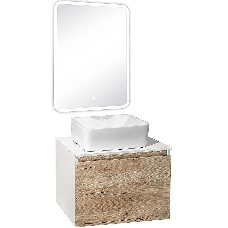 Тумба под раковину Runo Бари 60 00-00001374 подвесная Крафт дуб Белая, купить, цена, заказать, магазин, доставка, скидка, промокод, купить, цена, заказать, магазин, доставка, скидка, промокод