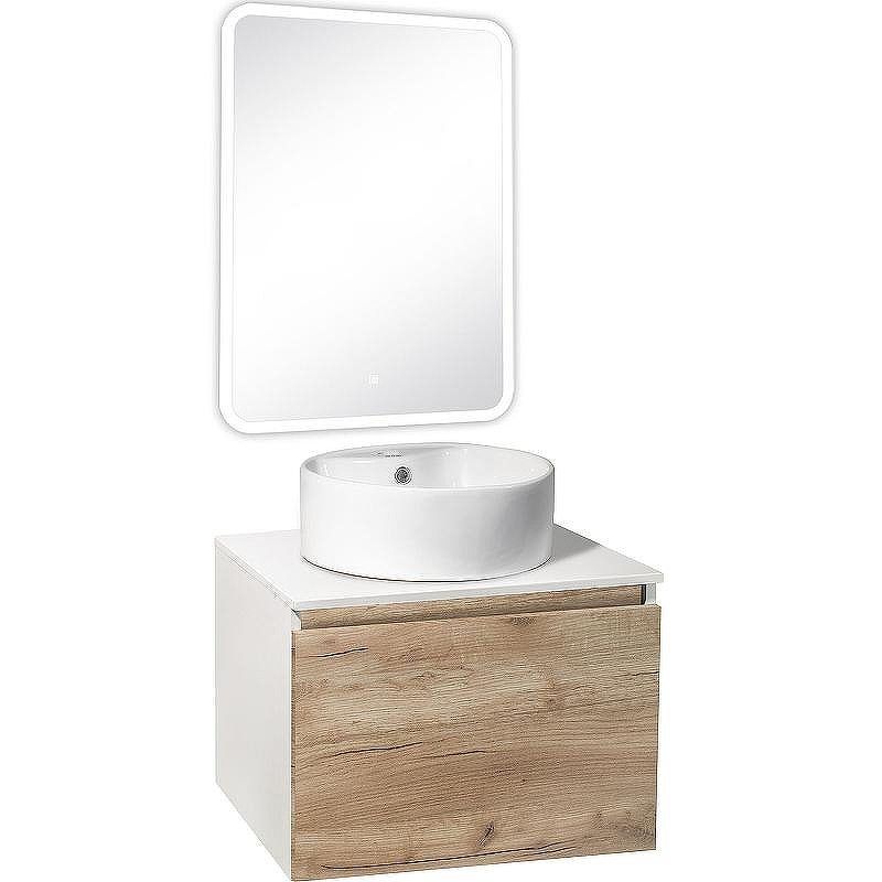 Тумба под раковину Runo Бари 60 00-00001374 подвесная Крафт дуб Белая, купить, цена, заказать, магазин, доставка, скидка, промокод, купить, цена, заказать, магазин, доставка, скидка, промокод