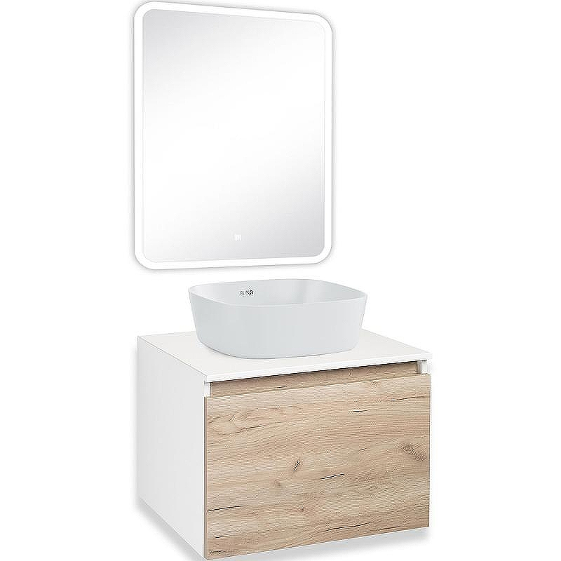 Тумба под раковину Runo Бари 60 00-00001374 подвесная Крафт дуб Белая, купить, цена, заказать, магазин, доставка, скидка, промокод, купить, цена, заказать, магазин, доставка, скидка, промокод