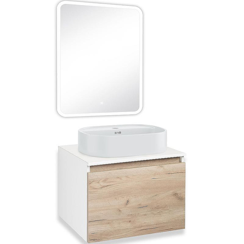 Тумба под раковину Runo Бари 60 00-00001374 подвесная Крафт дуб Белая, купить, цена, заказать, магазин, доставка, скидка, промокод, купить, цена, заказать, магазин, доставка, скидка, промокод