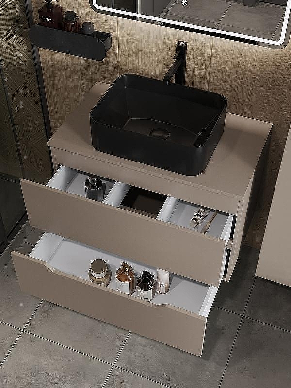 Тумба с раковиной Orange Line 80 Li-80TuLMDF+B02-460MB подвесная Латте матовый, купить, цена, заказать, магазин, доставка, скидка, промокод, купить, цена, заказать, магазин, доставка, скидка, промокод