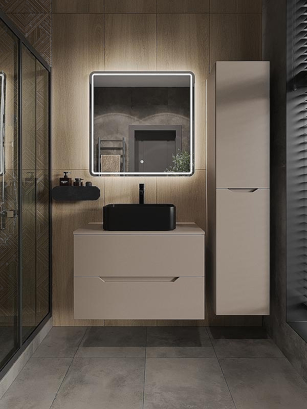 Тумба с раковиной Orange Line 80 Li-80TuLMDF+B02-460MB подвесная Латте матовый, купить, цена, заказать, магазин, доставка, скидка, промокод, купить, цена, заказать, магазин, доставка, скидка, промокод