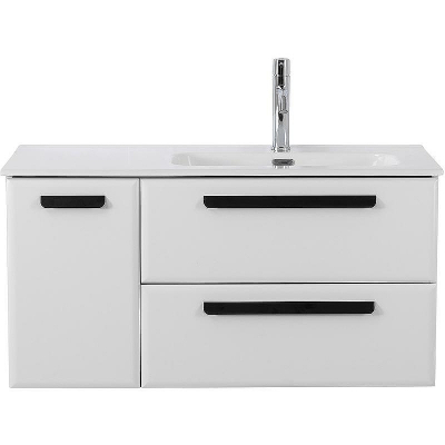 Тумба под раковину Cezares Eco-Cer-N 100 R ECO-CER-N-1000-2C-1A-SO-BL-R подвесная Bianco Lucido без ручек