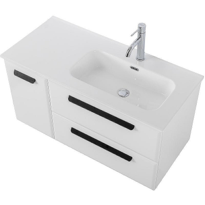 Тумба под раковину Cezares Eco-Cer-N 100 R ECO-CER-N-1000-2C-1A-SO-BL-R подвесная Bianco Lucido без ручек