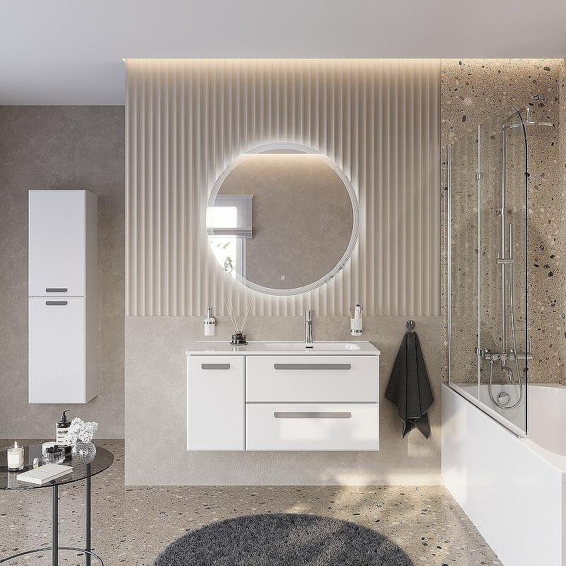 Тумба под раковину Cezares Eco-Cer-N 100 R ECO-CER-N-1000-2C-1A-SO-BL-R подвесная Bianco Lucido без ручек, купить, цена, заказать, магазин, доставка, скидка, промокод, купить, цена, заказать, магазин, доставка, скидка, промокод