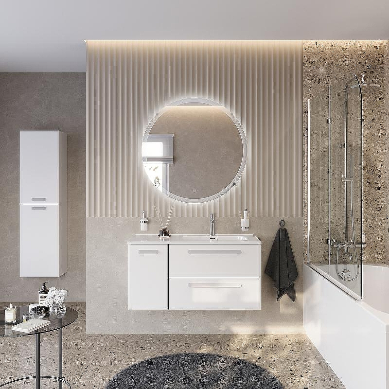 Тумба под раковину Cezares Eco-Cer-N 100 R ECO-CER-N-1000-2C-1A-SO-BL-R подвесная Bianco Lucido без ручек, купить, цена, заказать, магазин, доставка, скидка, промокод, купить, цена, заказать, магазин, доставка, скидка, промокод