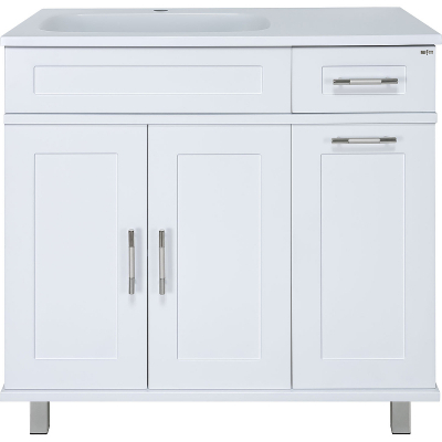 Тумба с раковиной Misty Купер 90 УТ000011591 с бельевой корзиной Белая