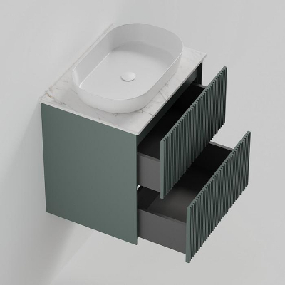 Тумба под раковину La Fenice Terra Twin 60 FNC-01-TER-G-60-2 подвесная Серо-зеленая