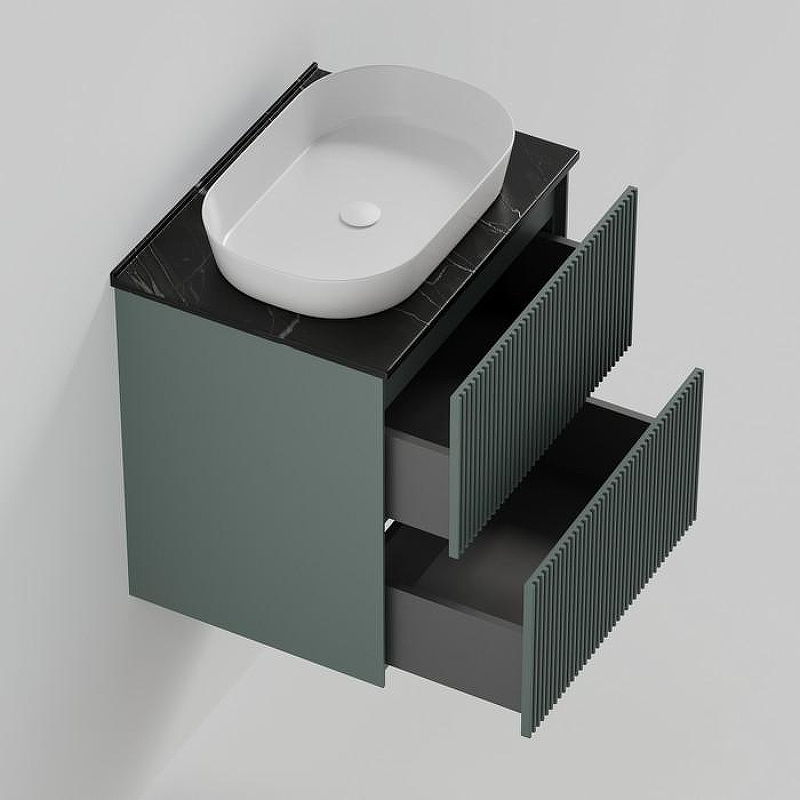 Тумба под раковину La Fenice Terra Twin 60 FNC-01-TER-G-60-2 подвесная Серо-зеленая, купить, цена, заказать, магазин, доставка, скидка, промокод, купить, цена, заказать, магазин, доставка, скидка, промокод