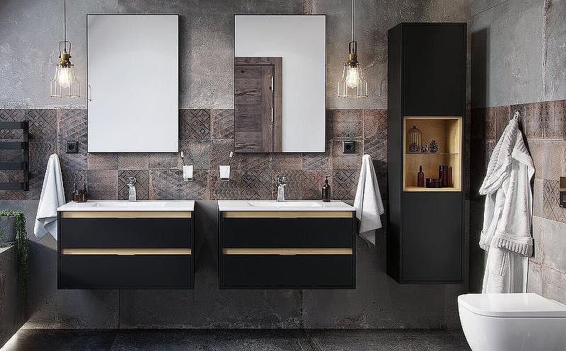 Шкаф пенал Excellent Tuto 40 MLEX.0201.400.BKBL подвесной Черный матовый Дуб, купить, цена, заказать, магазин, доставка, скидка, промокод, купить, цена, заказать, магазин, доставка, скидка, промокод