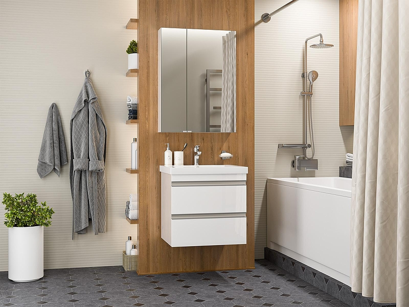 Тумба с раковиной Misty Ингрид 60 УТ000015040 подвесная Белая, купить, цена, заказать, магазин, доставка, скидка, промокод, купить, цена, заказать, магазин, доставка, скидка, промокод