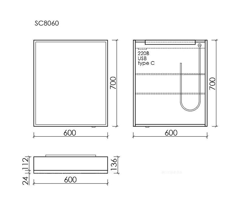 Зеркальный шкаф Sancos Evoke 60 SC8060 с подсветкой цвет Серый, купить, цена, заказать, магазин, доставка, скидка, промокод, купить, цена, заказать, магазин, доставка, скидка, промокод